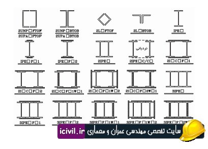 مقاطع فولادی ایرانی etabs