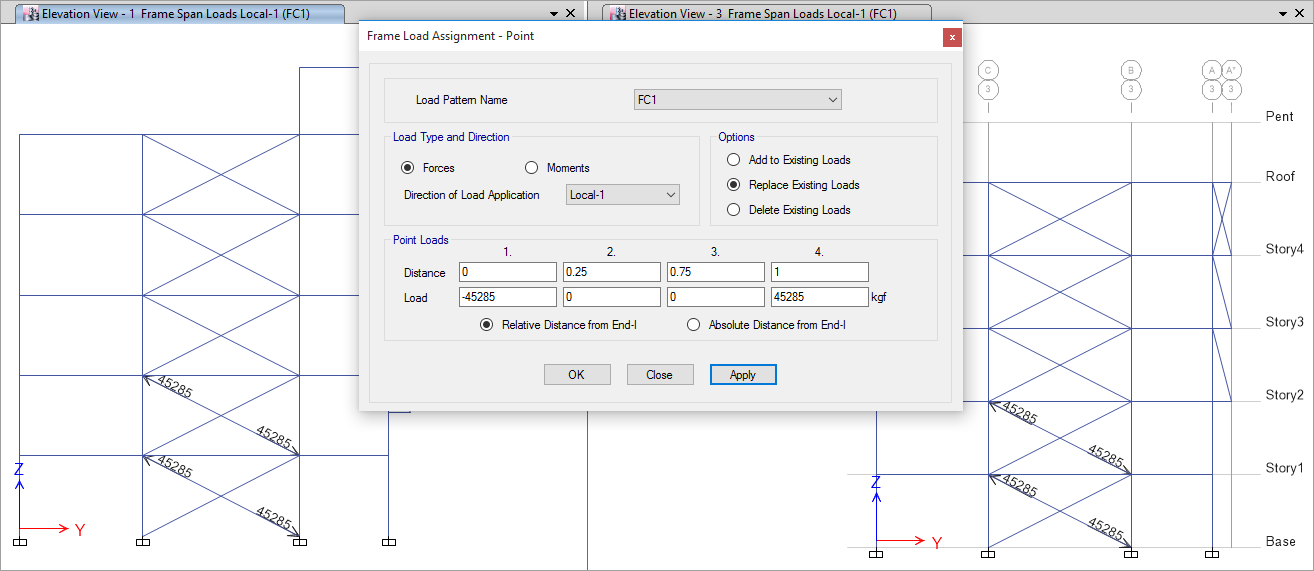 طراحی قاب مهاربندی شده ویژه SCBF مطابق مبحث دهم (قسمت دوم) 3 اعمال نیروی مهاربند فشاری FC1
