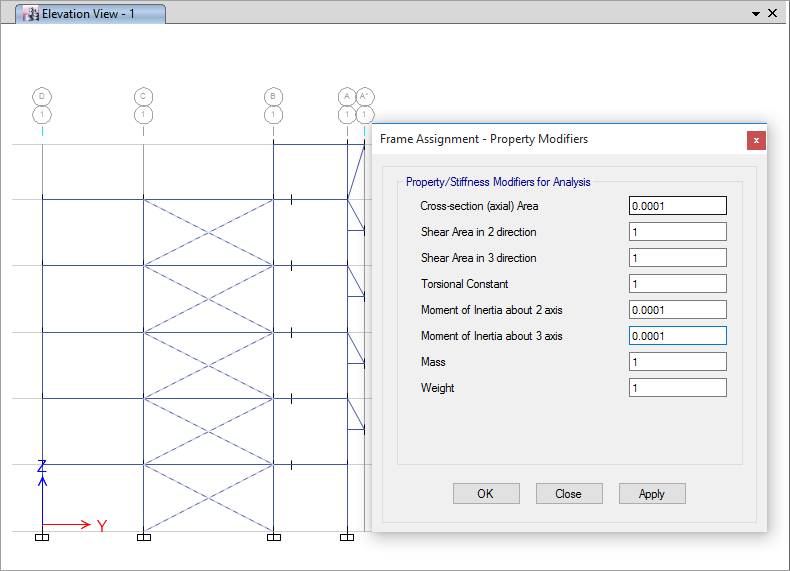 از بین بردن سختی مهاربند ها از مدل