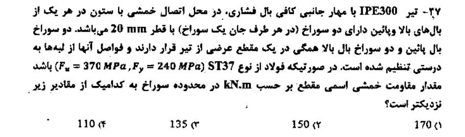 بررسی تناسب ابعادی مقطع اعضای خمشی در آزمون محاسبات 2 حل یک مثال از تناسب ابعادی مقطع اعضای خمشی در آزمون محاسبات