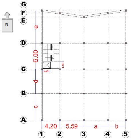 طراحی دستی پروژه ساختمان فولادی ( پنج طبقه ) 5 شکل 1 - پلان پروژه ساختمان مفروض