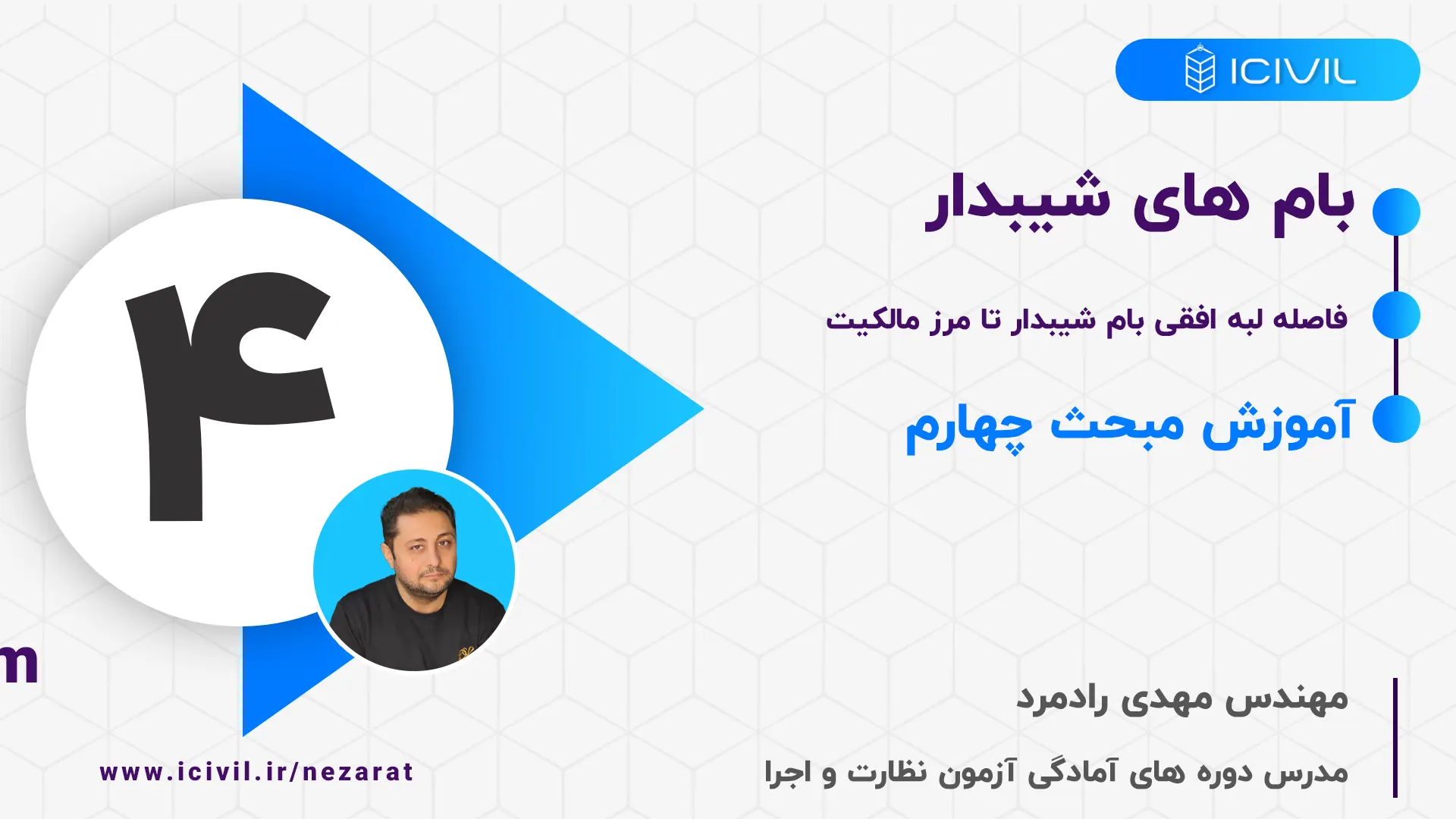 فاصله لبه افقی بام شیبدار تا مرز واقعیت